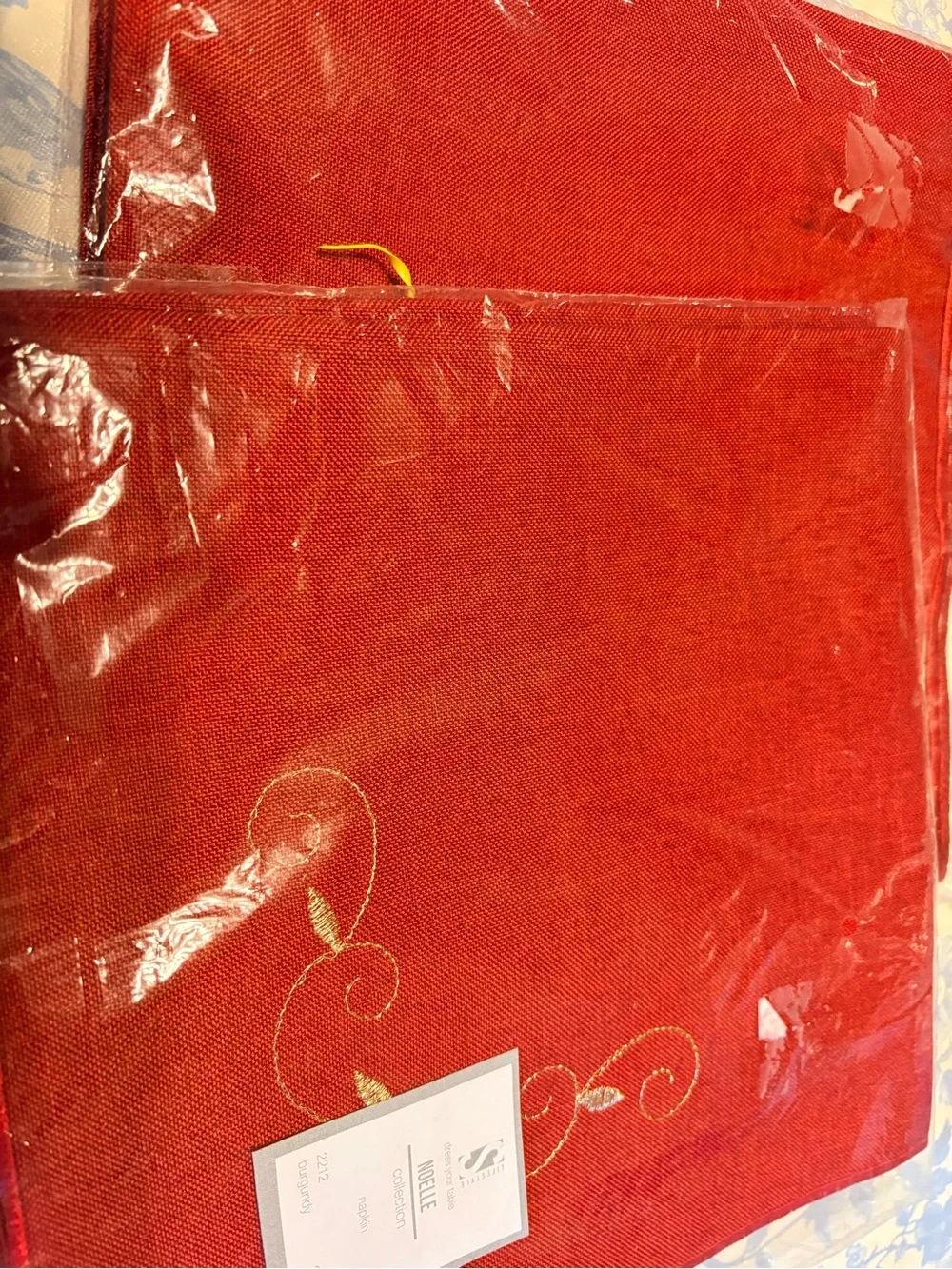 Noelle Red-Burgundy Embroidered Table Napkins